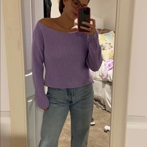 Purple off the shoulder sweater